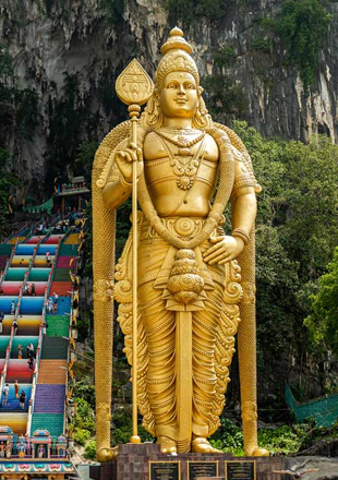 Golden Statue at Batu Caves in Kuala Lumpur
